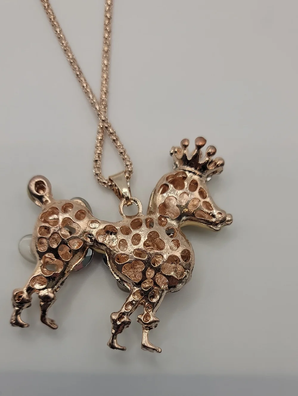 Betsey Johnson Gold-Tone Jeweled Poodle Pendant Necklace - Pink/Blue/White